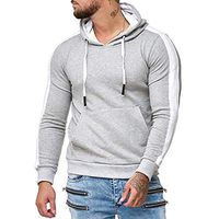 Men's Long Sleeve Drawstring Sweatshirt Males Solid Slim Fit Pullover Hooded Tops Splicing Blouse Gray