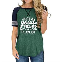 Aniywn Womens Casual Graphic Tee Short Sleeve Summer Striped Letter Print o Neck Tops Shirts S-XXL Green