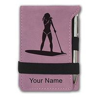 Mini Notepad, Paddle Boarding Woman, Personalized Engraving Included (Pink)