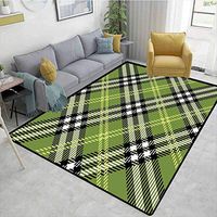 Bigdatastore Checkered Gingham Bath Mat 3D Digital Printing Mat, Classical Celtic Pattern Symmetrical Stripes and Squares Print, Easy Maintenance Area Rug Living Room Bedroom Carpet(8'x 10')