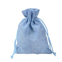 BZCTAH 20 PCS 13 x 18cm Linen Cotton Bags Jewelry Pouch Burlap Jute Bags, Reusable Cloth Souvenir Gift Bag with Drawstrings for Wedding Holiday, Treat DIY Craft Favor Bags Sack Pouch, Blue#2