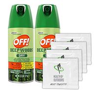 Off! Deep Woods Dry Aerosol Insect Repellent, 2.5 Ounce (2 Count) + (4) Bonus Wipes
