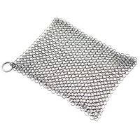 Alpha Living Cast Iron Scrubber 8 x 8 - High Grade Stainless Steel Scrubber - Cast Iron Chainmail Scrubber