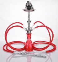 4 hose 23" Morocco Red Hookah Shisha Nargila water glass vase pipes smoke sale