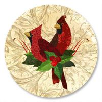Holiday Cardinals Christmas Envelope Seals - Set of 144 1-1/2" diameter Self-Adhesive, Flat-Sheet sticker Seals