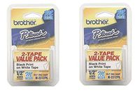 Brother P-Touch M2312PK M Series Tape Cartridges for P-Touch Labelers, 1/2"w, Black on White, 2/Pack