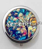 BlackKey Serenity Beautiful Inspirational Word 3-Compartment Decorative Pocket Gift Box Case Organizer for Pill, Color 1 -1670