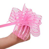 LazyMe Pull Bow, Large, Organza, 6 Inches, for Birthday, Baby Shower, Wedding, Christmas, Holiday Decoration, Party Gift Wrap (Pink, 10)