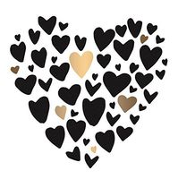 Cypress Home Black and Gold Hearts Paper Cocktail Napkins, 20 Count