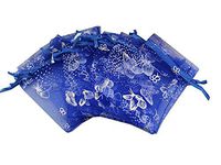 5 x 7 Inch 100 Butterfly Organza Jewelry Gift Pouch Candy Pouch Drawstring Wedding Favor Bags (RoyalBlue, 5x7inch)
