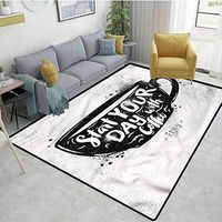 TableCoversHome Coffee Plaid Bath Mats Carpet, Start Your Day Quoted Mug Pattern Printing Door Mat, Durable Rugs - Living, Dinning, Office, Rooms & Bedrrom, Hallway Carpet (3'x 5')