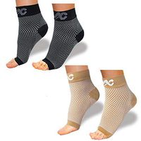 ACTINPUT Compression Foot Sleeves for Men & Women - Best Plantar Fasciitis Socks with Arch Support (Black+Nude, Small)