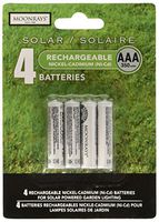Moonrays 97126 Rechargeable NiCd Batteries for Solar Powered Units (AAA, 4-Piece Pack)
