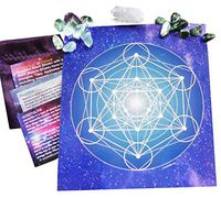 Metatron's Cube Original Art Print Mandala with Nebula Stone, Fluorite Azeztulite Crystal from NC