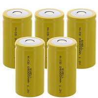 5x Exell D Size 1.2V 4000mAh NiCD Flat Top Rechargeable Batteries for medical instruments/equipment, electric razors, toothbrushes, radio controlled devices, electric tools