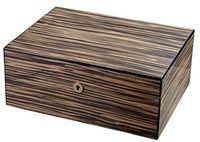 Visol Products Warrick Polished Zebrawood Locking Cigar Humidor