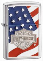 Zippo Brushed Chrome, HD Americana Emblem (ZI20685) Category: Harley-Davidson Lighters