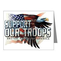 Note Card Support Our Troops US Flag Eagle