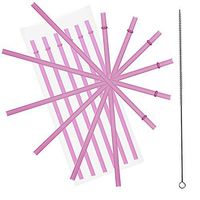 10.5 Inch, Set of 6 Pink Replacement Acrylic Straws and 1 Nylon Straw Cleaning Brush for 16oz, 20oz, 24oz Tumblers. (Pink, 10.5)