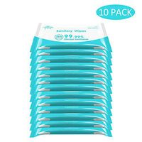 75% Alcohol Wipes (10 Packs, 100 Wipes), Portable Alcohol Wet Wipes Cleaning Wipes for Hand Home House, Tourism, Hotel, Restaurant, Office, Car, All Purpose Cleaning