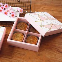 BBC 4 Cavity Gilding Pink Bakery Cake Cookie Paper Box Gift Packaging, 10 Counts (4 Cavity)