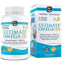 Nordic Naturals Ultimate Omega-D3, Lemon Flavor - 1280 mg Omega-3 + 1000 IU Vitamin D3 - 120 Soft Gels - Omega-3 Fish Oil - EPA & DHA - Promotes Brain, Heart, Joint, & Immune Health - 60 Servings