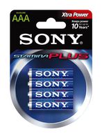 SONY S-AM4B4A Stamina Plus Alkaline Batteries (AAA, 4 Pack)