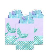 YOUTH UNION Mermaid Gift Bags, Mermaid Party Supplies Favors Goodie Bags Glitter Treat Bags for Under the Sea Party Mermaid Gifts for Girls Set of 12 (Green Set)