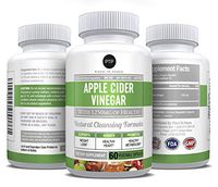 Natural Apple Cider Vinegar Capsules : 1250mg 60 Vegetable Supplement Pills – Weight Loss – Healthy Metabolism – Detox - Blood Pressure, Circulation & Diabetes Support - GMO & Dairy Free - Made In USA