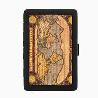 Perfection In Style Black Color Metal Cigarette Case Vintage World Maps Design 005
