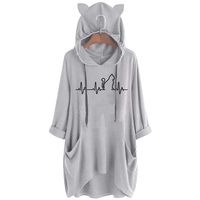 Womens Hoodies Casual Cat Graphic Print Sweatshirt Long Sleeve Pocket Pullover Tops for Girls Teens (M, Gray 2)
