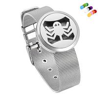 constantlife Surgical Grade Stainless Steel Fragrance Jewelry Essential Oil Diffuser Locket Cuff Bracelet (Silver-Spide)