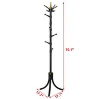 Standing Entryway Coat Rack Coat Tree Hat Hanger Holder 14 Hooks Jacket Umbrella Tree Stand Base Metal (Black)