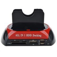 JX2 Dual Slots USB 2.0 to SATA IDE HDD Docking Station with Card Reader for 2.5 3.5 Inch IDE SATA Hard Drive (No Support The WD IED Hard Drive)