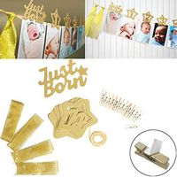 Xisheep Easter Day Home Décor ， Photo Folder Photo Star 12Months Themed Baby First Birthday Party Supplies Decorations Kit Home Decor - Gold