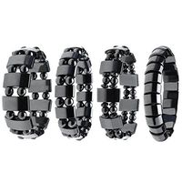 Top Plaza 4pcs/Set Men's Women's Hematite Metal Magnetic Therapy Bracelets