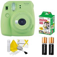 Fujifilm instax Mini 9 Instant Film Camera, Lime Green with instax Mini 20 Prints