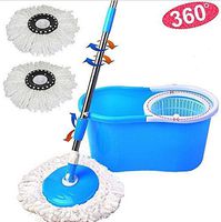 Blue 360° 2 Heads Microfiber Spin Rotating Easy Clean Floor Mop Bucket