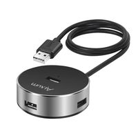 Alxum USB 2.0 Hubs 4-Port USB Data Hubs Splitter with Built-in 60CM Long Cable for iMac, MacBook Pro/Air, Mac Mini, Chrombook, Microsoft Surface 4/3, Surface Book, Aluminium, Black [Ultra Slim]