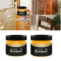 HRLYL Wood Seasoning Beewax, Multipurpose Furniture Care Beeswax, Traditional Beeswax Polish for Wood & Furniture, Furniture Wood Floor Scratch Repair & Cleaning (2PC)