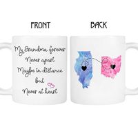 Grandma Long Distance Mug, Personalize Name, States and Countries, 11oz or 15 oz