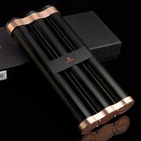 Black Titanium Cigar 3 Tube Cigar Humidor Holder NEW in Gift Box