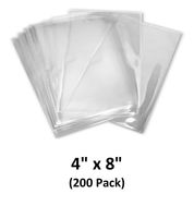 4x8 inch Odorless, Clear, 100 Guage, PVC Heat Shrink Wrap Bags for Gifts, Packagaing, Homemade DIY Projects, Bath Bombs, Soaps, and Other Merchandise (200 Pack) | MagicWater Supply