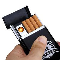 FANMURAN Black Dual Arc USB Electric Rechargeable Flameless Lighter Cigar Cigarette Box