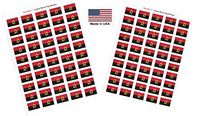 Made in USA! 100 Country Flag 1.5" x 1" Self Adhesive World Flag Stickers, Two Sheets of 50, 100 Sticker Flags Total (Angola)