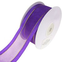 Homeford Gold-Lined Satin Edge Organza Ribbon, 1-1/2-Inch, 25-Yard (Purple)