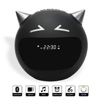 Demon Wireless Bluetooth 5.0 Speaker for Kids, Alarm Clock Radio, FM Radio,FT Card,Snooze, AUX Line-in, with Handheld Microphone, 2200mAh Battery, Perfect Electronic Gift for All (Black)