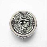 RhyNSky Eye of Horus Mini Portable Pocket Pill Box Case Holder for Purse, 3 Compartments, Silvery, C1417