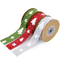 Legendog 3 Rolls Christmas Ribbon Decorative DIY Fabric Ribbon Gift Wrapping Ribbon for Christmas