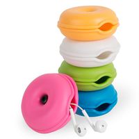 Genmine 5 Pack Cord Keeper Cable Wrap Winder Headphone Cable Holder Box Turtle Organizer Case Earbuds Keeper Headphone Storage Case with 5 Colors